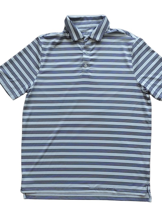 Graham Luxe Other - Light Blue and Navy Striped Men's Polo Shirt